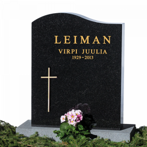Musta hautakivi, nimi ja vuosiluvut.