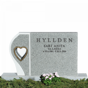 Hautakivi, sydänsymboli, muistokirjoitus.