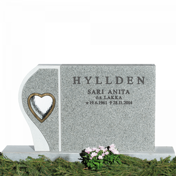 Hautakivi, sydänsymboli, muistokirjoitus.